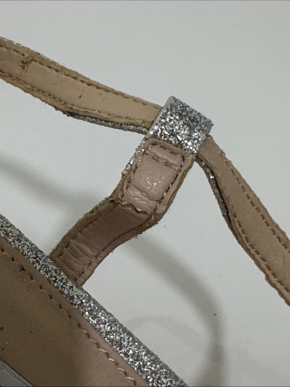 Nina New York Silver Glitter Peep Toe Slingback Heels Size 9.5M - Picture 7 of 8